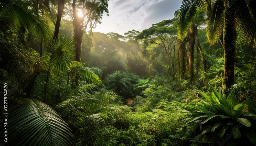 Fototapeta premium tropical rainforest scene, AI generated