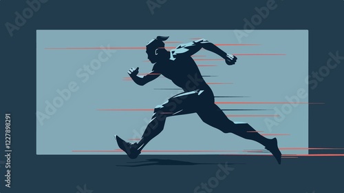 Professional Athletic Man Running Character Flat Vector Illustration