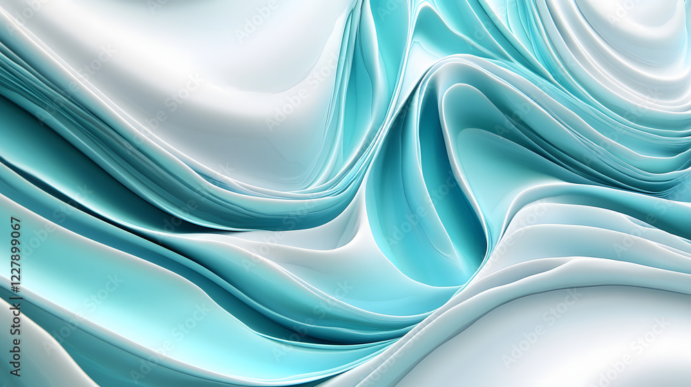 Obraz premium Abstract Aqua and White Fluid Waves 