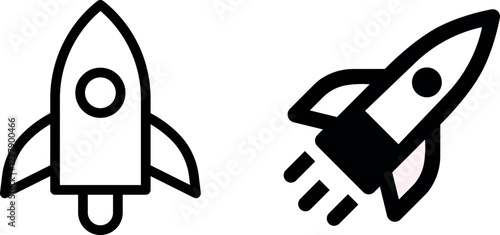 Space Rocket Vector Icon Set – Futuristic Spacecraft Illustrations