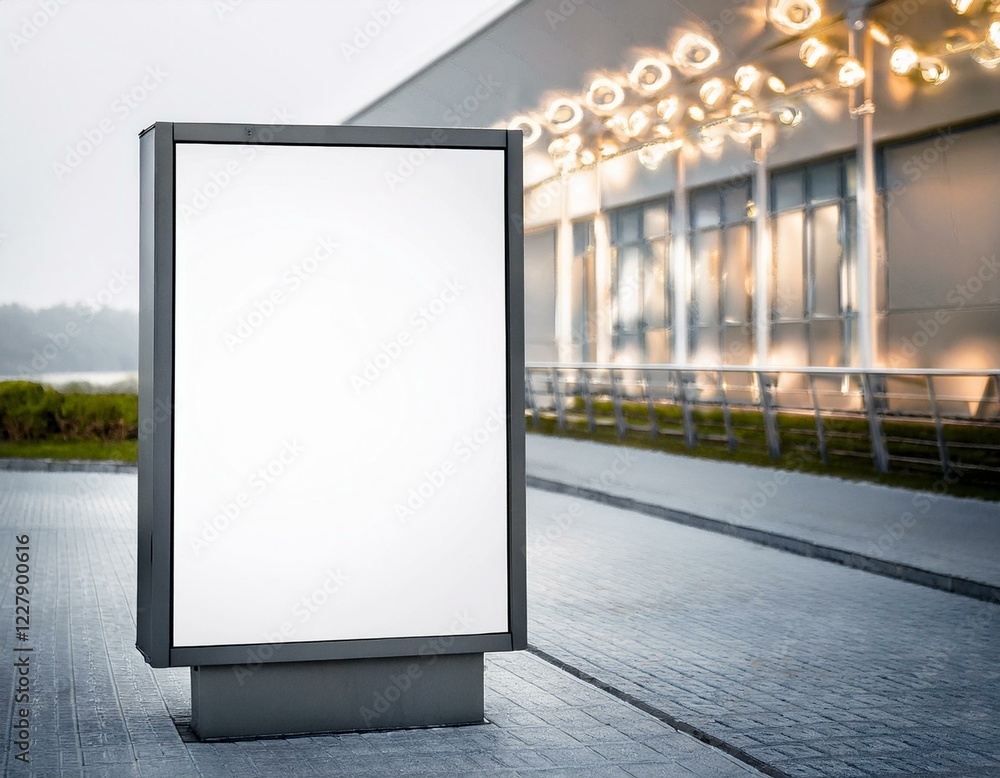 blank billboard stands against white background with lights blank billboard stands against white background with lights