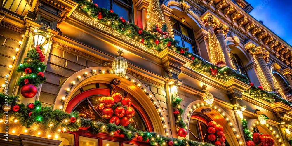 Obraz premium Festive Christmas Architectural Backgrounds: Elegant Holiday Decor Inspiration