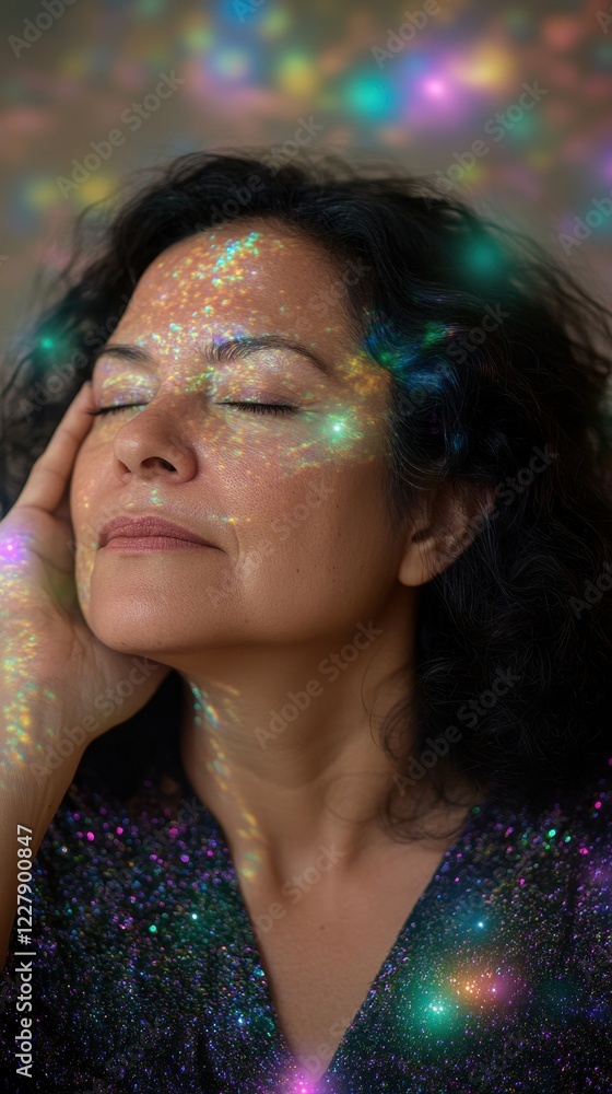 Obraz premium Cosmic Woman: A Portrait of Serene Beauty