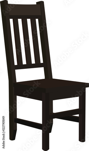 Classic chair design. Wooden chair cartoon furniture. Black chair design. Classic wooden chair design, logo, icon, furniture vector. Indian cartoon home decor. 