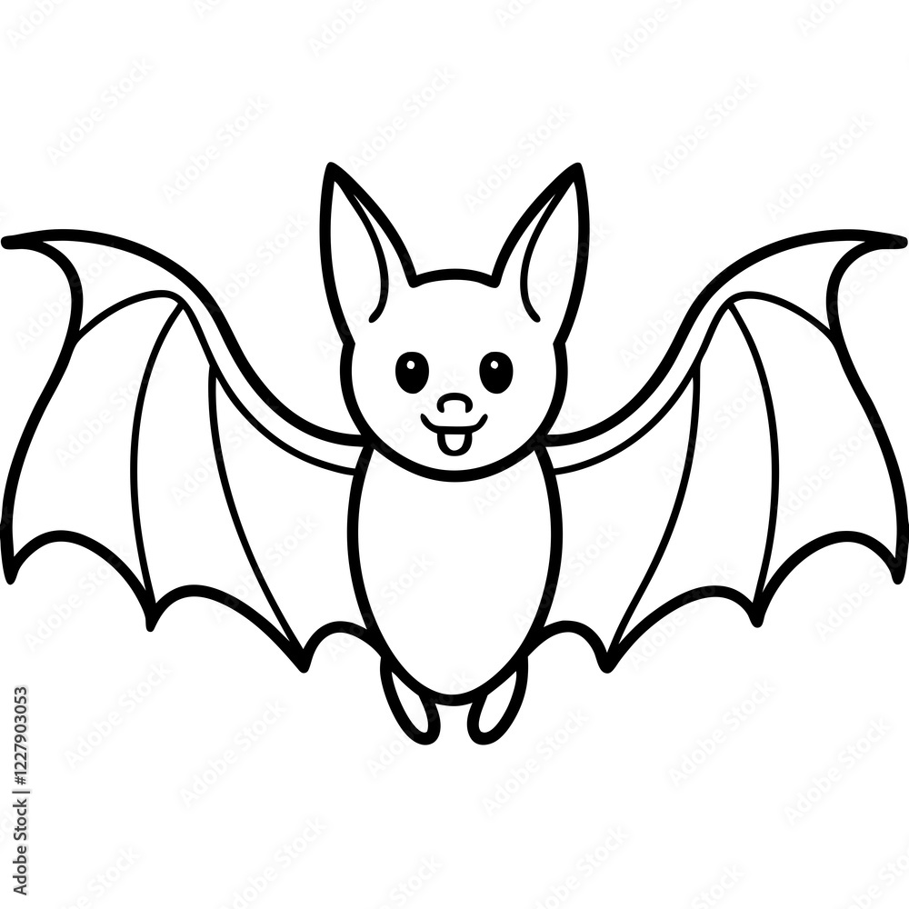 Fototapeta premium Cute Bat Silhouette Line Art Black Vector Carton Illustration