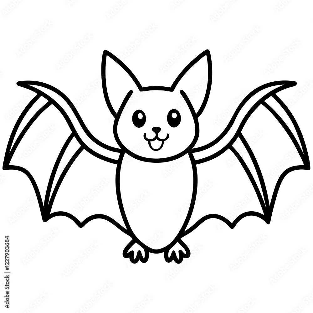 Fototapeta premium Cute Bat Silhouette Line Art Black Vector Carton Illustration