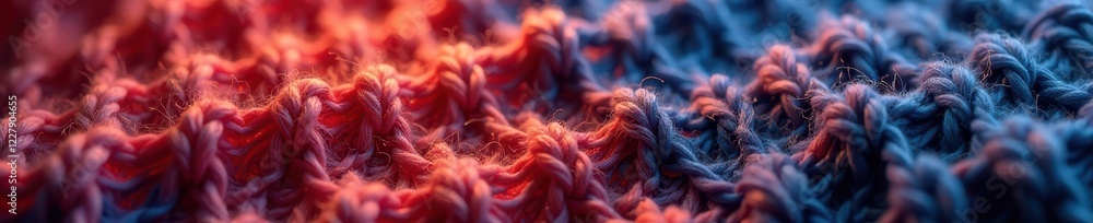 Close-up of textured knitted fabric, showing intricate stitch detail, surface, stylish Close-up of textured knitted fabric, showing intricate stitch detail, surface, stylish