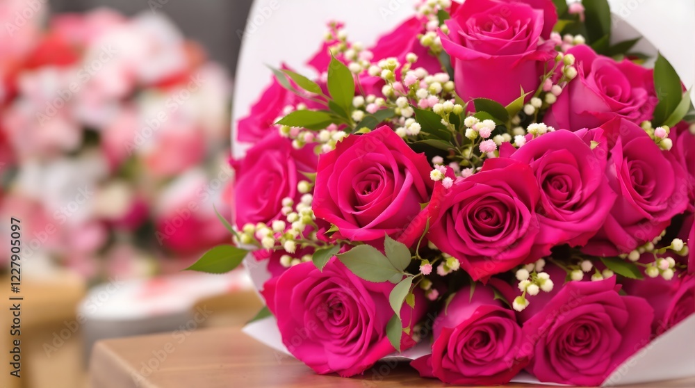 Obraz premium Vibrant Pink Rose Bouquet with White Accents