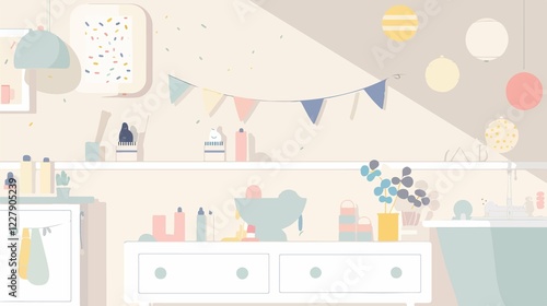Baby Shower Event Flat Vector Illustration
