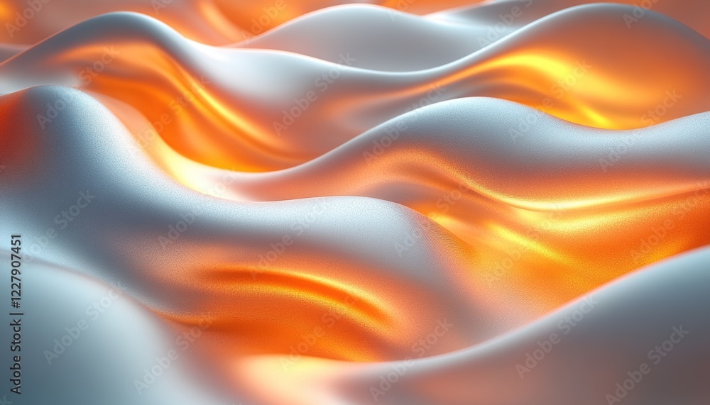 Fototapeta premium Glowing white and gold abstract waves background for design use