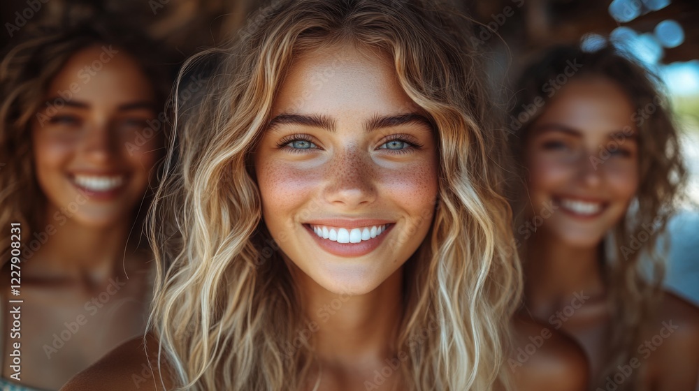 Sisters Enjoying a Sunny Day at the Beach With Radiant Smiles and Carefree Laughter in a Relaxed Coastal Atmosphere Captured During the Summer Season. Generative AI Sisters Enjoying a Sunny Day at the Beach With Radiant Smiles and Carefree Laughter in a Relaxed Coastal Atmosphere Captured During the Summer Season. Generative AI