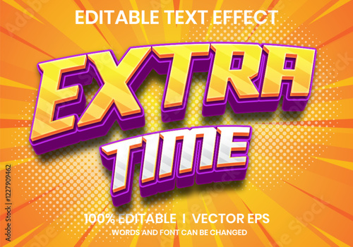  extra time vector text effect with modern style design