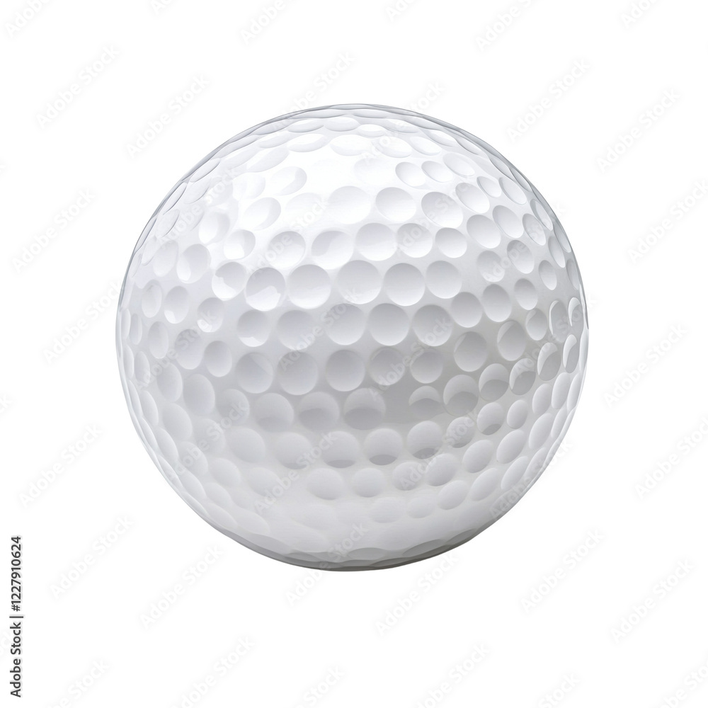The image shows a close-up view of a single white golf ball against a black background. The image shows a close-up view of a single white golf ball against a black background.