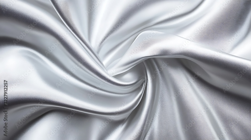 Fototapeta premium Elegant Draped Silver Satin Fabric Texture