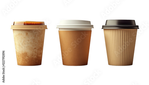 Wallpaper Mural Three Disposable Coffee Cups with Various Lids Perfect for Cafe Mockups and Beverage Designs Torontodigital.ca