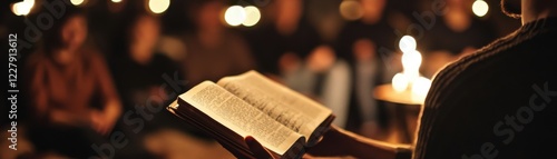 A poetry reading captivates an intimate audience.