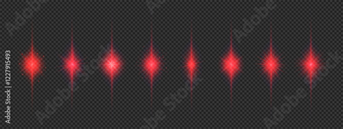 Set of red light effects of lens flares