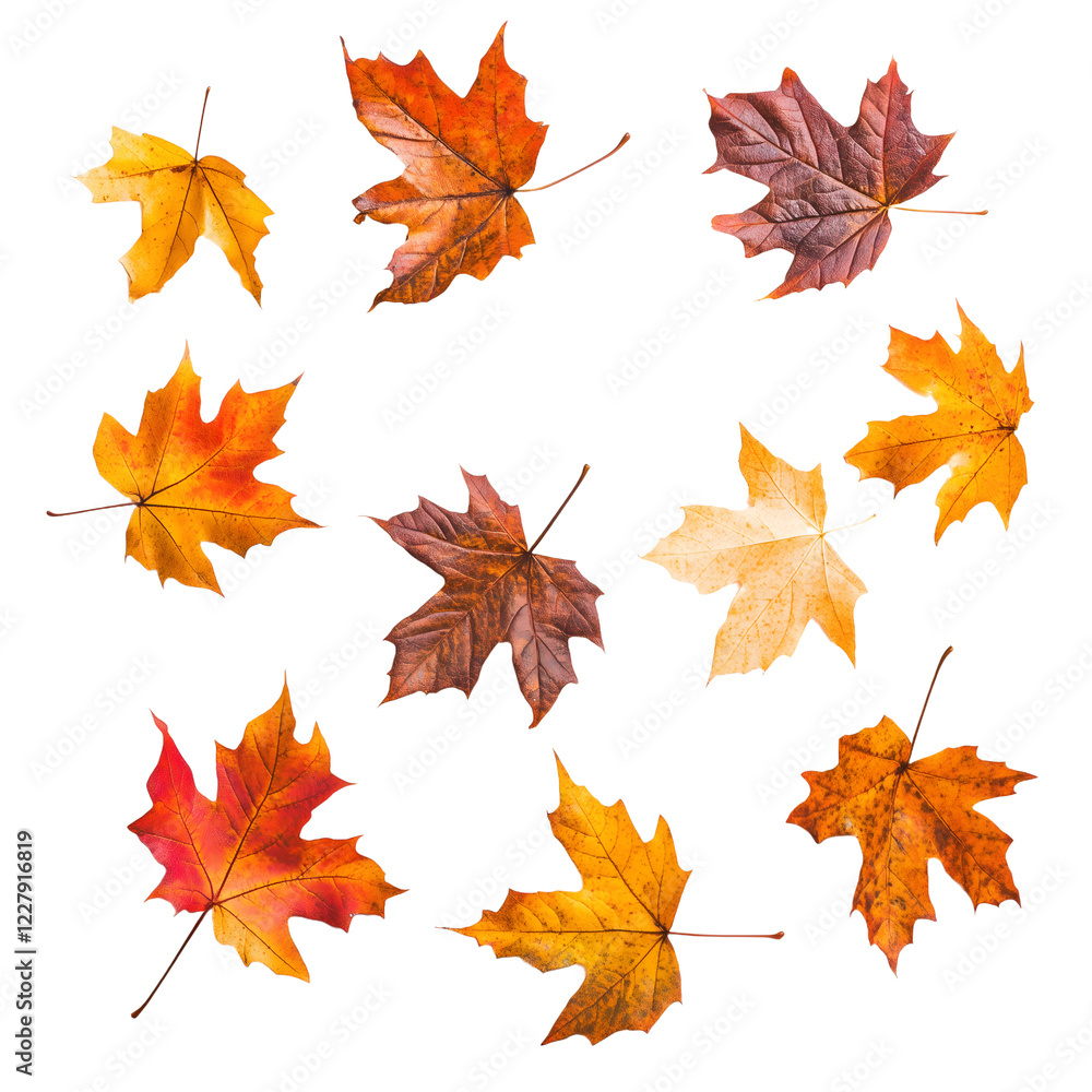 Autumn leaves colorful fall nature isolated on transparent background Autumn leaves colorful fall nature isolated on transparent background