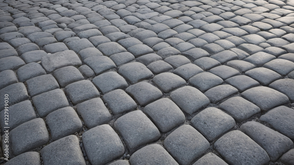 Beautifully Textured Cobblestone Pavement Illuminated by Soft Natural Light and Shadow Beautifully Textured Cobblestone Pavement Illuminated by Soft Natural Light and Shadow