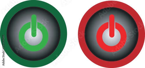 Power Button Icons: Green On Red Off, On Off Symbols: Green and Red Power, Start Stop Graphics: Green Power Red Halt.