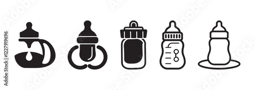 Baby Bottle Feeding On White Background