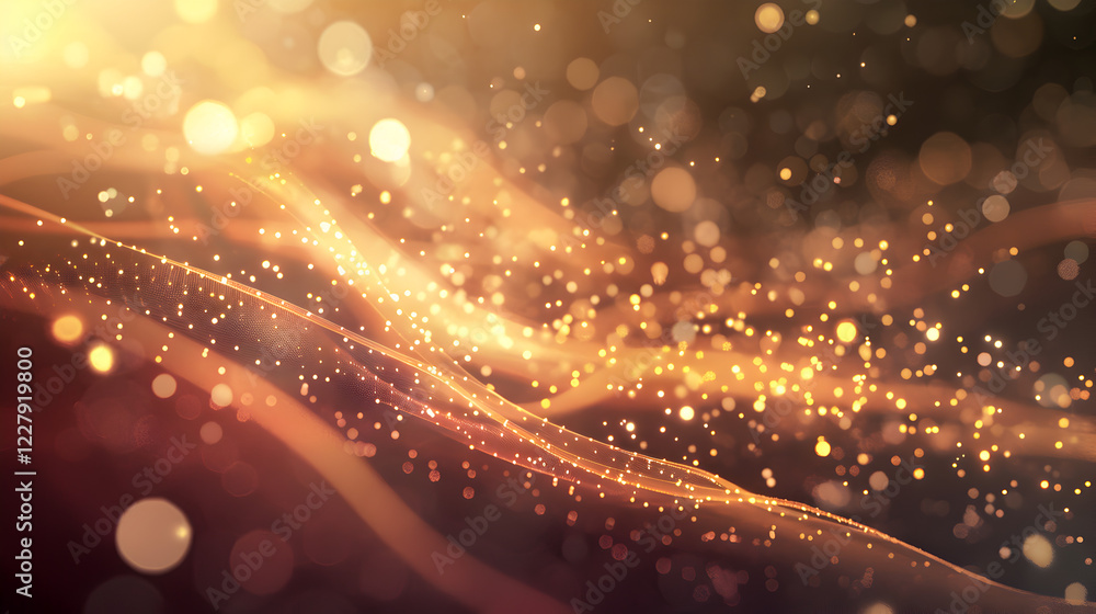 Obraz premium A vibrant abstract background with glowing particles and flowing lines, evoking warmth and energy.