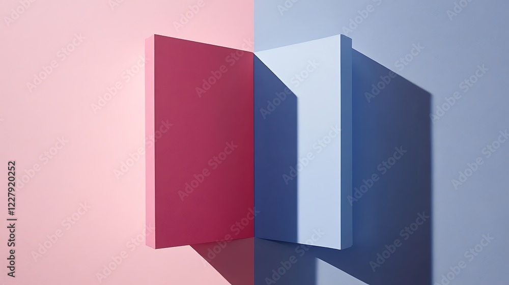 Abstract Pink and Blue Rectangular Panels with Shadows Abstract Pink and Blue Rectangular Panels with Shadows