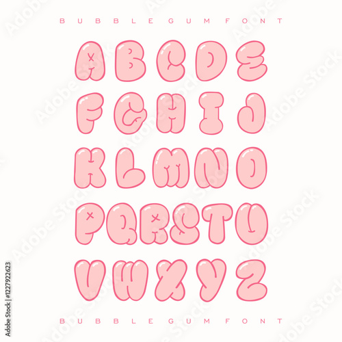 Set of cute bubble gum font