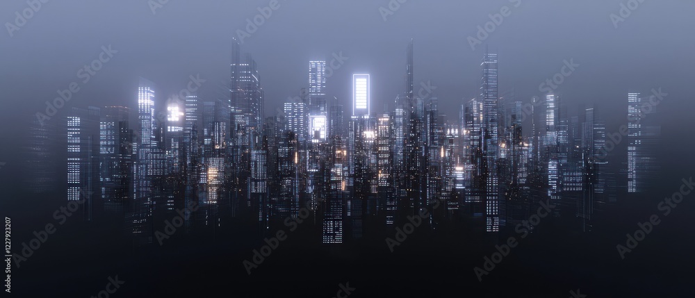 Obraz premium Investment-focused financial district urban cityscape digital content -tech environment aerial view innovation concept