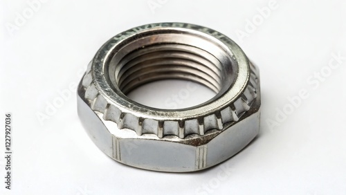 Close-up of a Hex Nut with Locking Feature photo