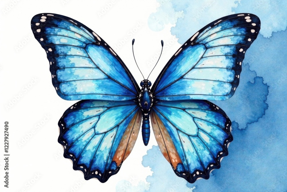 Obraz premium Butterfly wings blue watercolor delicate , watercolor, wings