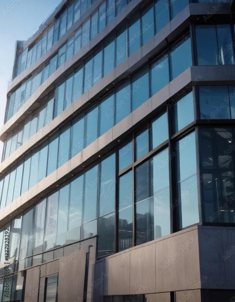 Building facade with modern glass and steel design, architecture, urban Building facade with modern glass and steel design, architecture, urban