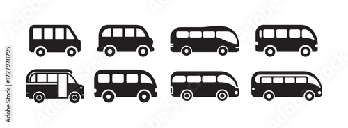 Bus and Coach Icons On White Background