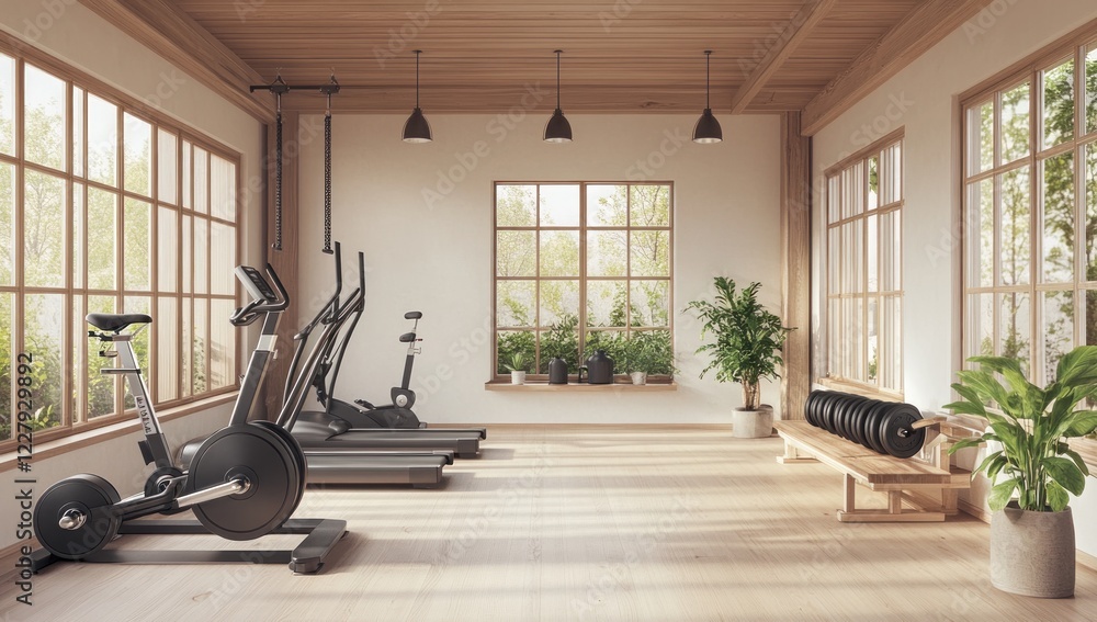 Fototapeta premium Serene Minimalist Home Gym Design