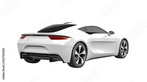 Sleek White Sports Car Back View Luxury Vehicle Design Modern Automobile Premium Coupe Powerful Engine Concept photo