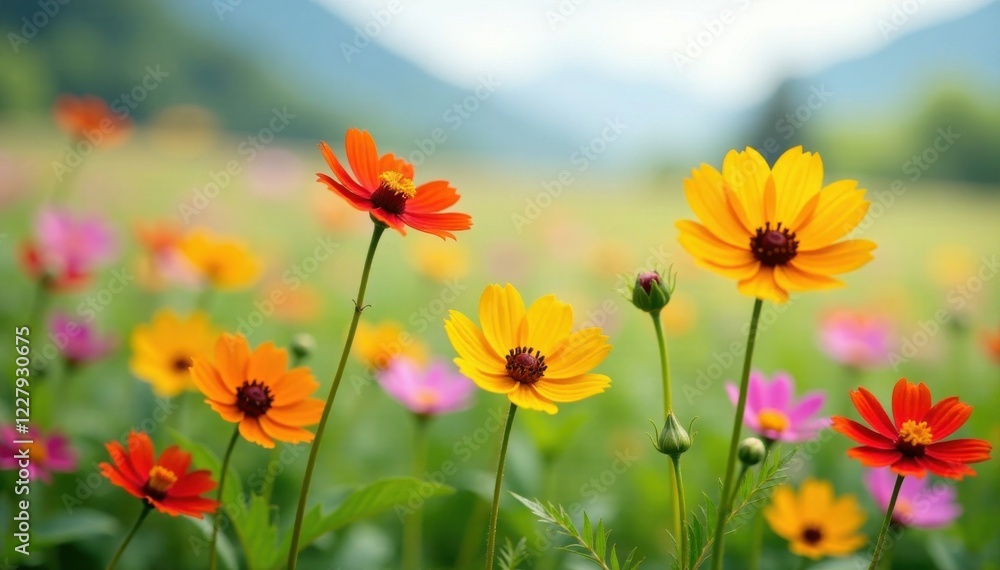 Blooming wildflowers in a field, flowers, bloom Blooming wildflowers in a field, flowers, bloom