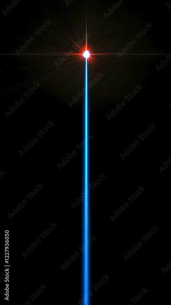 Naklejka premium Blue laser beam, dark space, light flare, cosmic, design element