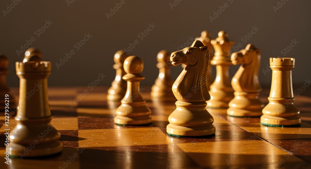 Chess Knight Strategy Game Wooden Pieces Board Chess Knight Strategy Game Wooden Pieces Board