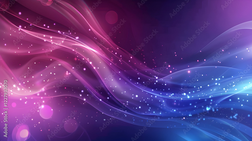 Obraz premium Abstract colorful waves with glowing particles, ideal for backgrounds or digital art.