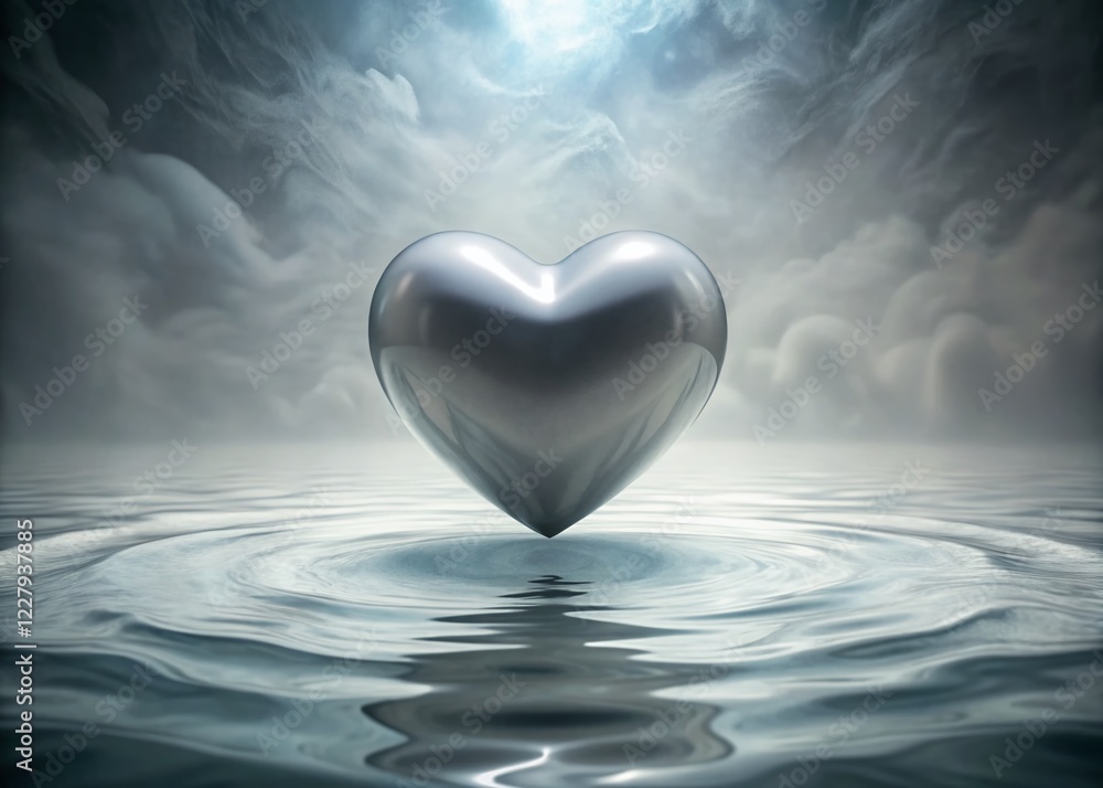 Fototapeta premium Gray Heart Stock Photo: Minimalist White Background, Free Download for Simple Projects