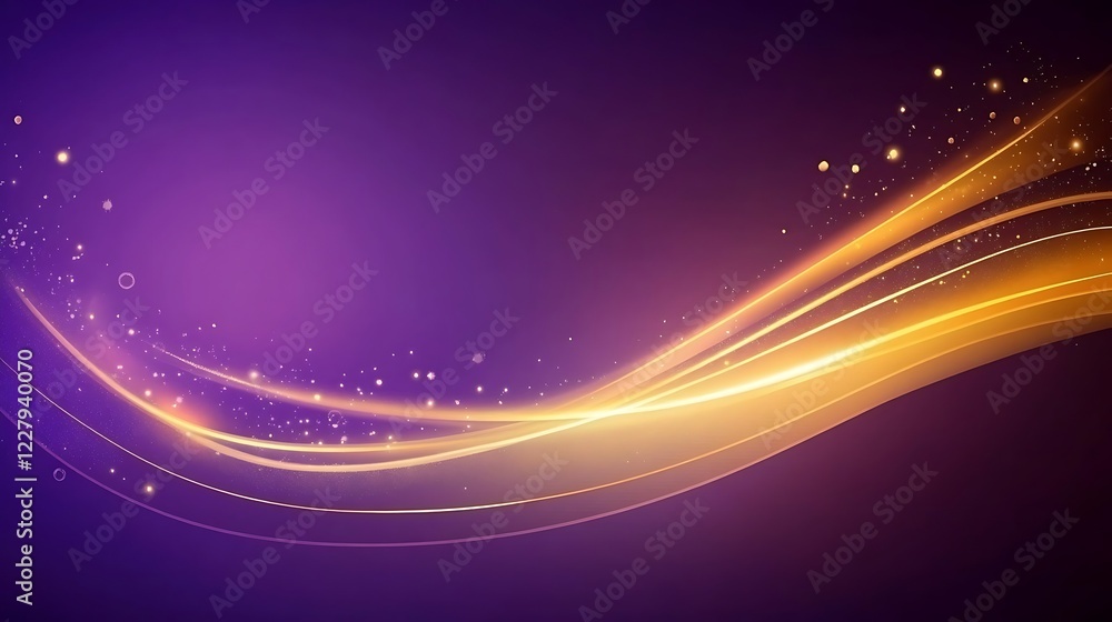 Fototapeta premium Abstract Golden Waves on Purple Background