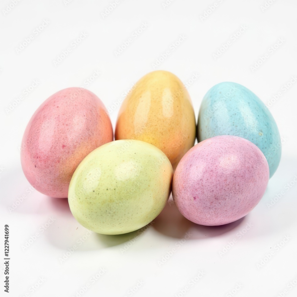 Easter eggs in delicate shades on a white background Easter eggs in delicate shades on a white background