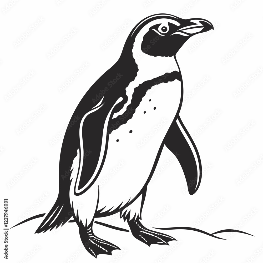 Naklejka premium penguin vector silhouette black design white background
