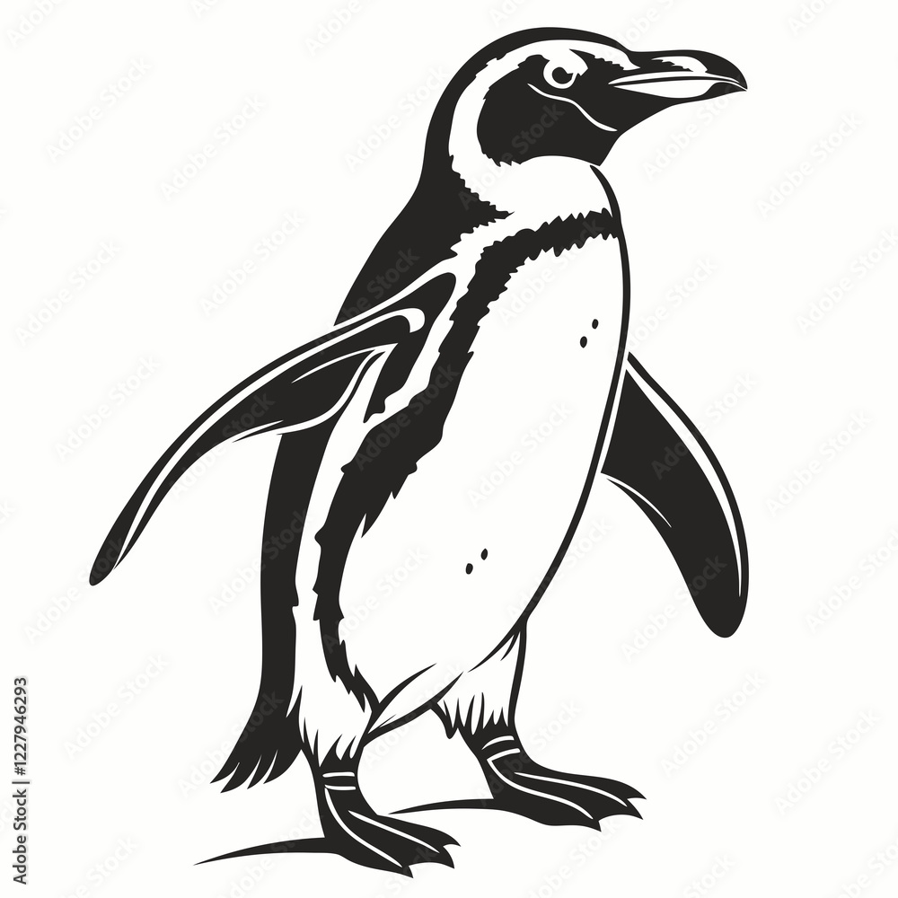 Fototapeta premium penguin vector silhouette black design white background