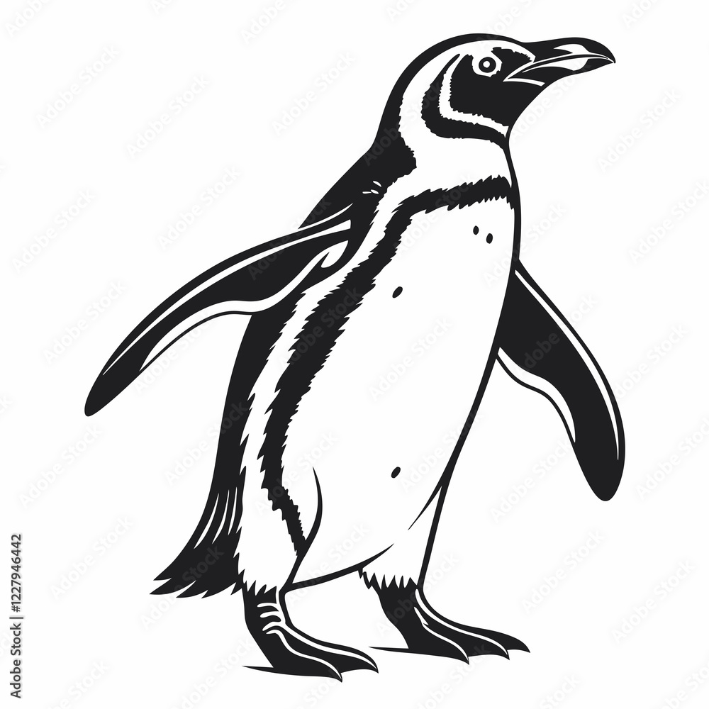 Naklejka premium penguin vector silhouette black design white background