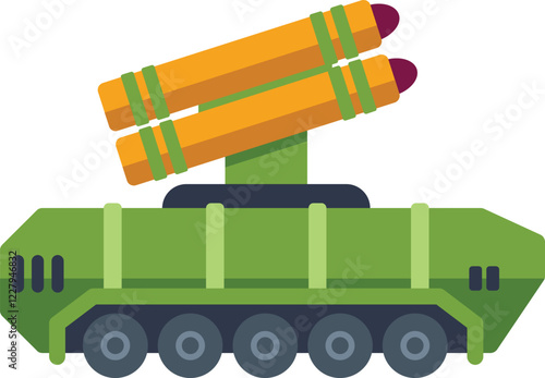 Powerful military missile launcher vehicle is ready for action, showcasing its strength and destructive capabilities