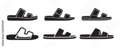 Stylish sandals set isolated white background