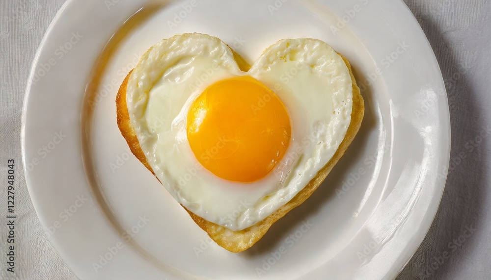 Heart-shaped fried eggs forming a smiling face on a breakfast plate Heart-shaped fried eggs forming a smiling face on a breakfast plate