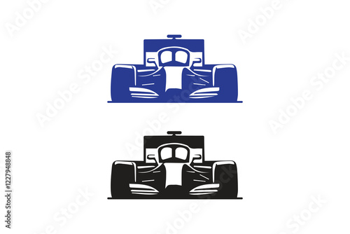 simple racing car silhouettes vector on white background and color versions 