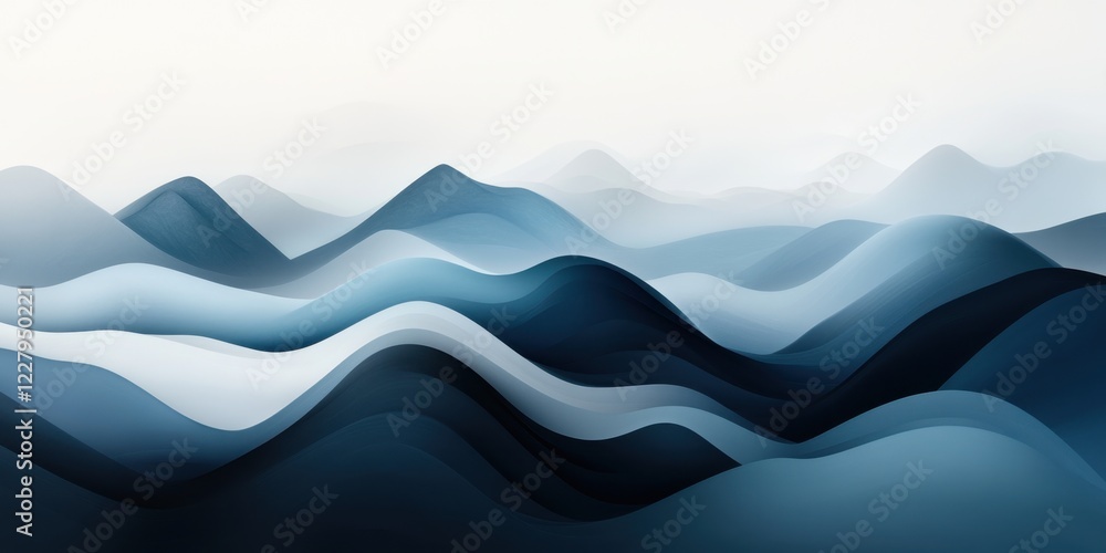 Minimalistic blue mountain range design for posters and prints Minimalistic blue mountain range design for posters and prints